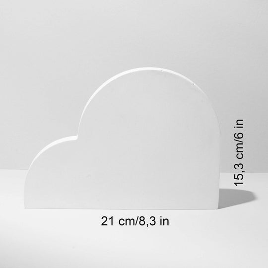 Wide wave-shaped display stand 21 by 15.3 cm in matte white gypsum, designed as a sculptural riser for necklace styling and product photography flatlays