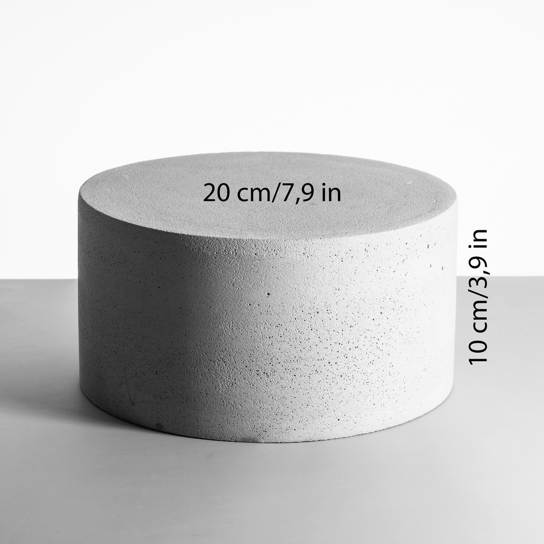 Concrete block with dimensions labeled on a white background