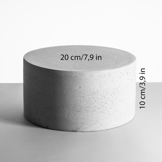 Concrete block with dimensions labeled on a white background
