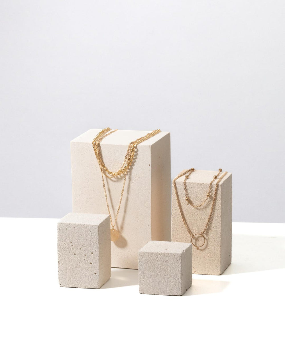 Textured Jewelry Counter Display Block Set of Four in Off White