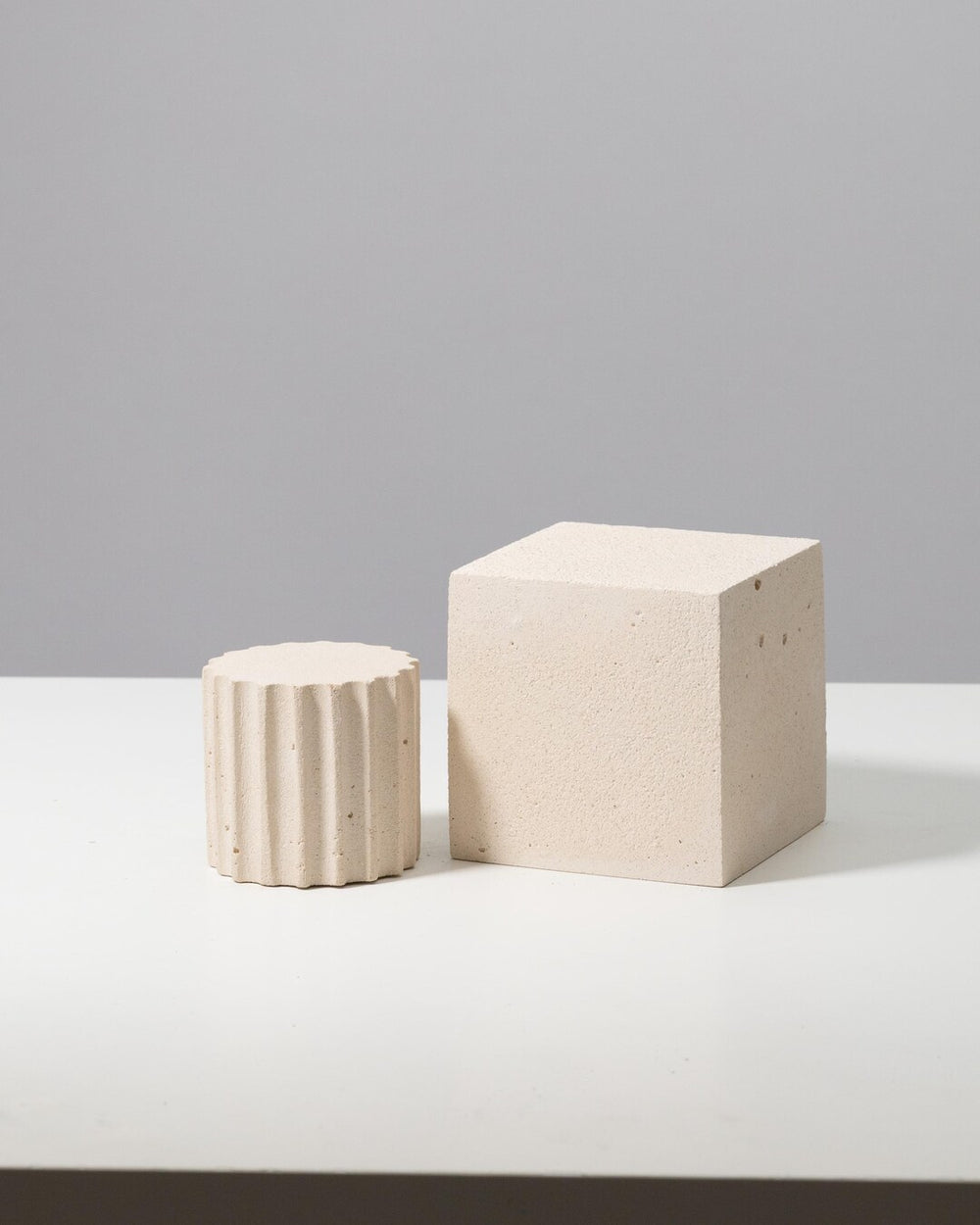 Ivory Jewelry Display Duo: Cube and Fluted Pedestal
