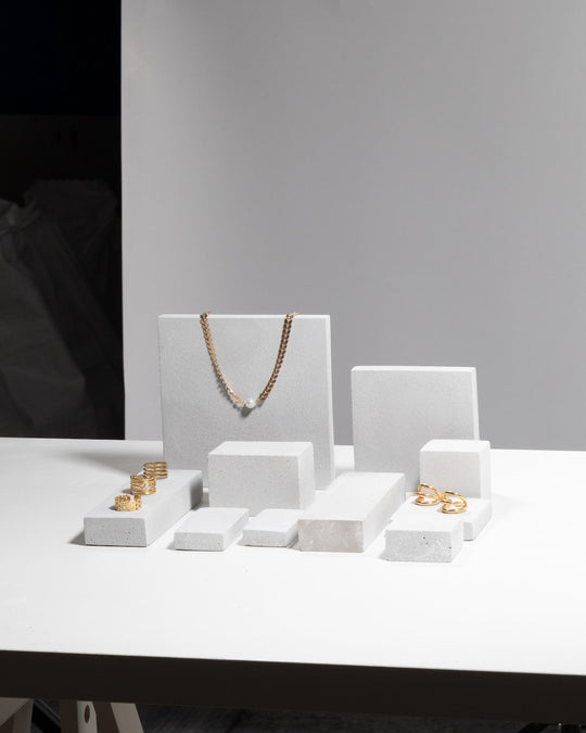 Modular Jewelry Display Block Set of Ten in Light Grey