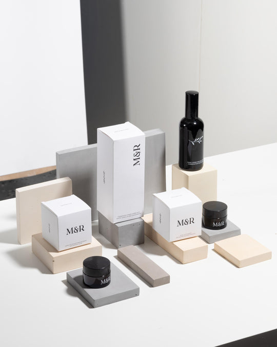 Neutral handmade display blocks for boutique counters fairs and launches