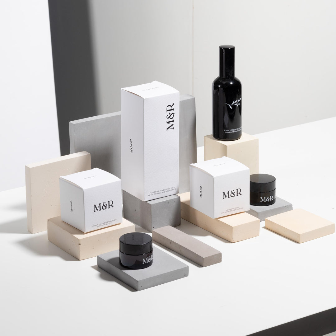 Neutral display block set for skincare perfume and wellness products