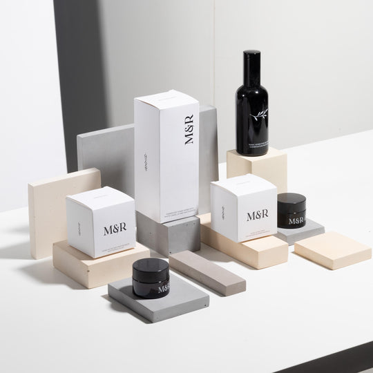Neutral display block set for skincare perfume and wellness products