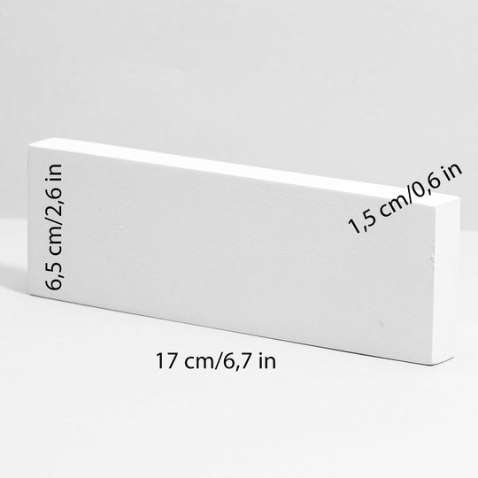 White rectangular display block 17 x 6.5 x 1.5 cm with matte finish