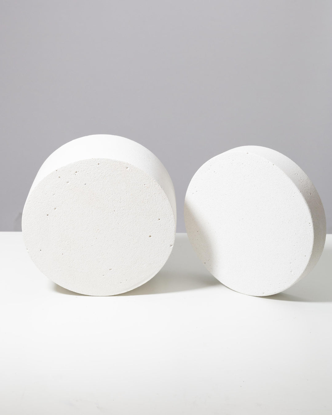 Round display platform set styled with products