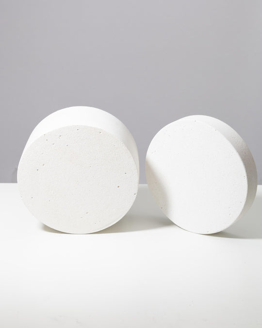 Round display platform set styled with products