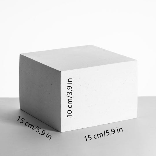 Large grey concrete podium approx. 38 x 38 x 25 cm with matte finish